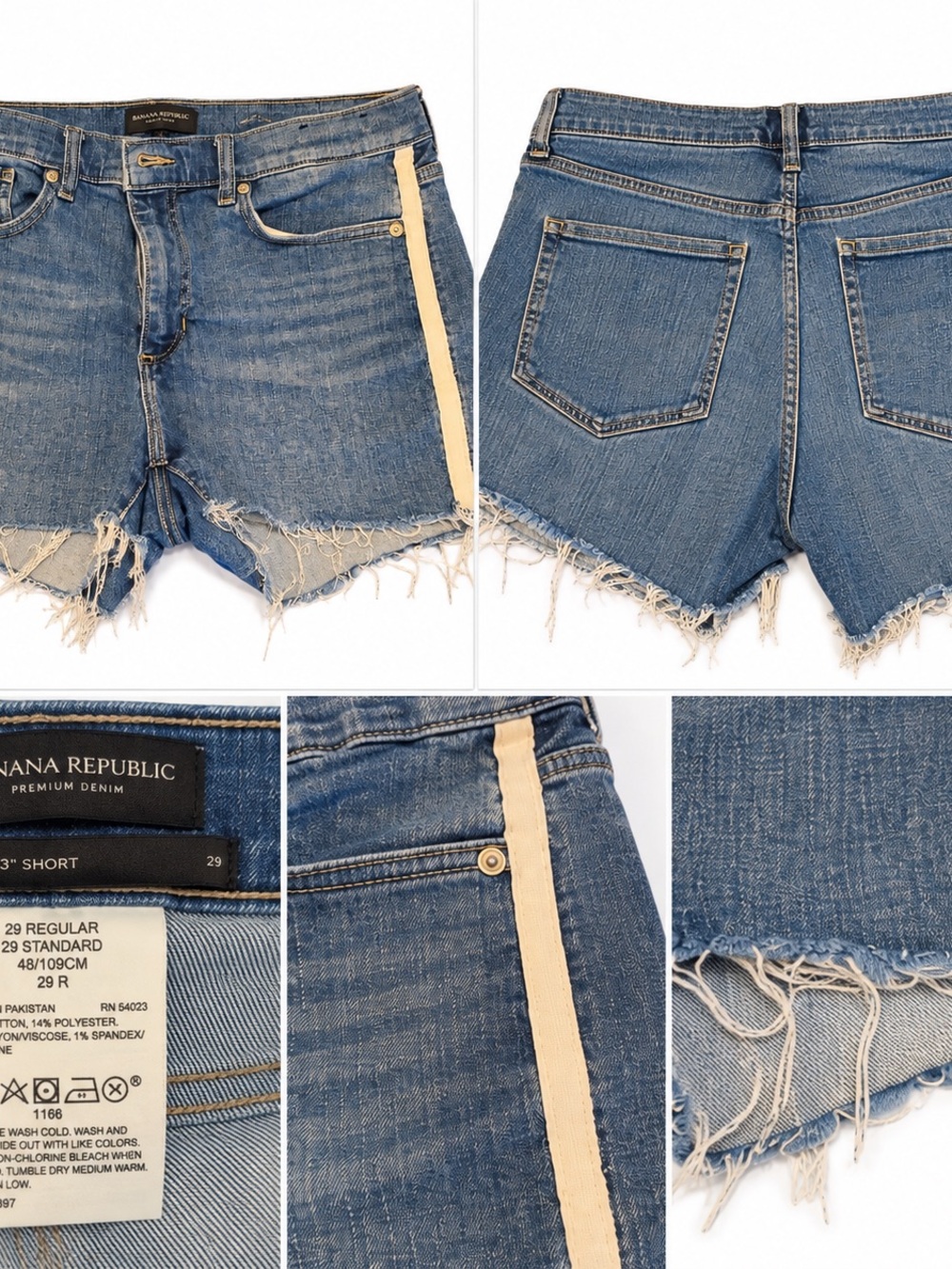 Banana Republic Premium Denim Mid-Rise Frayed Shorts Size 29